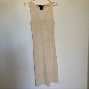 Ralph Lauren Cream Sleeveless Crochet Midi Dress Size Medium
